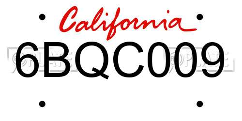 6BQC009 California License Plate