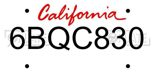 6BQC830 California License Plate