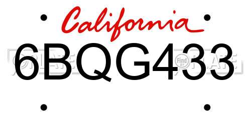 6BQG433 California License Plate