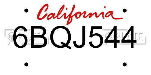 6BQJ544 California License Plate