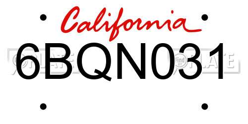 6BQN031 California License Plate