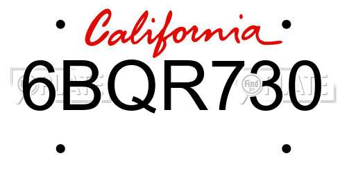 6BQR730 California License Plate