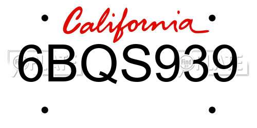 6BQS939 California License Plate
