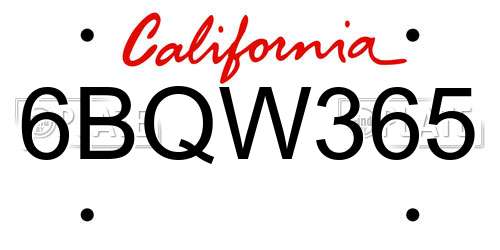 6BQW365 California License Plate