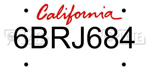 6BRJ684 California License Plate