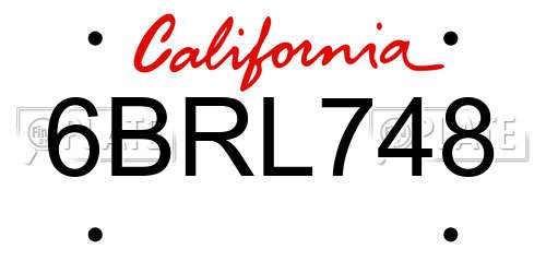 6BRL748 California License Plate
