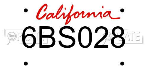 6BS028 California License Plate