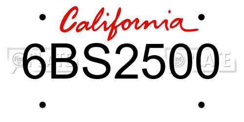 6BS2500 California License Plate