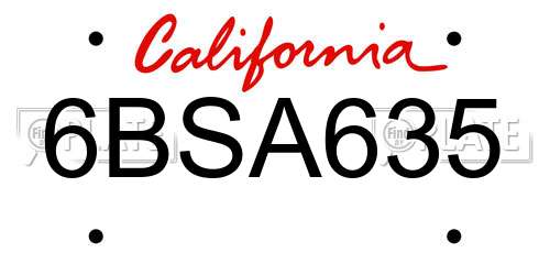 6BSA635 California License Plate