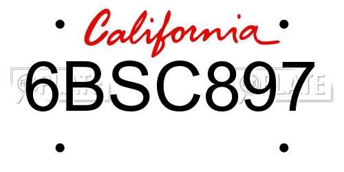 6BSC897 California License Plate