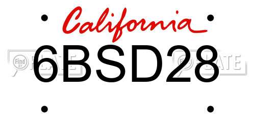 6BSD28 California License Plate
