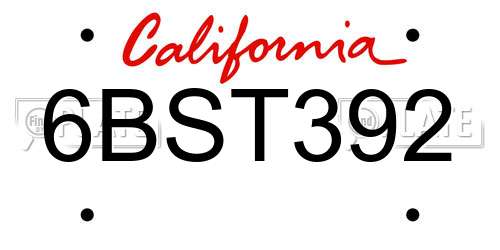 6BST392 license plate in CA state