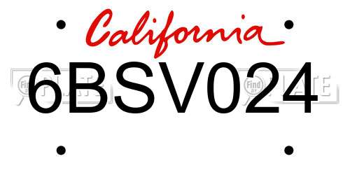 6BSV024 California License Plate