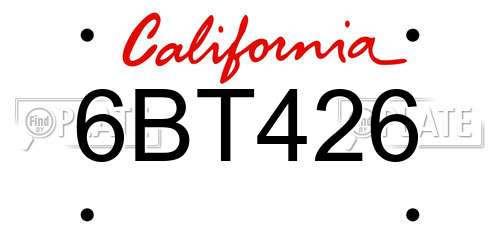 6BT426 California License Plate