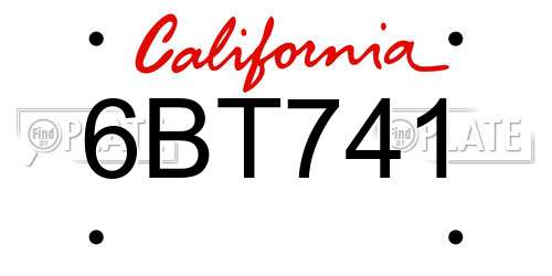 6BT741 California License Plate