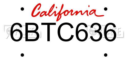 6BTC636 California License Plate