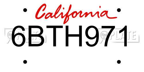 6BTH971 California License Plate