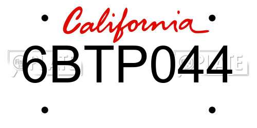 6BTP044 California License Plate