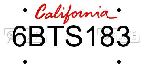 6BTS183 California License Plate
