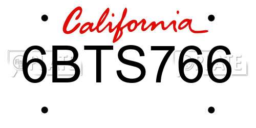 6BTS766 California License Plate