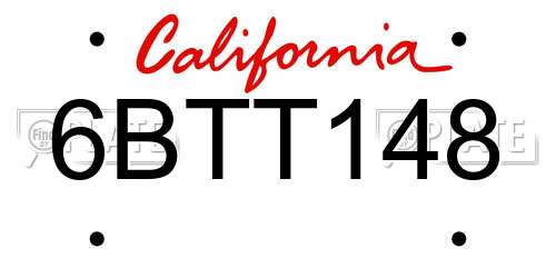 6BTT148 California License Plate