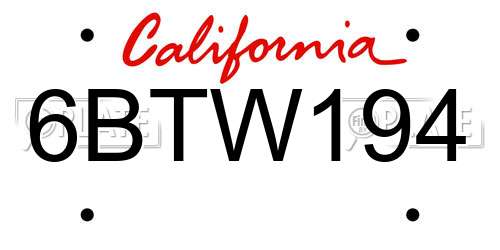 6BTW194 California License Plate