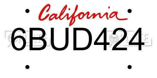 6BUD424 California License Plate