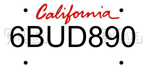 6BUD890 California License Plate