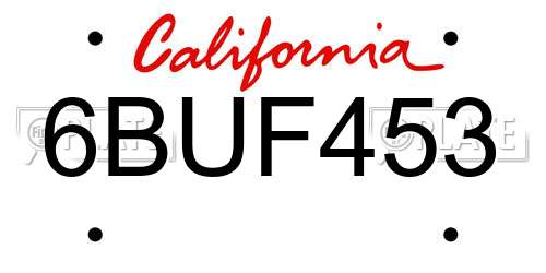 6BUF453 California License Plate