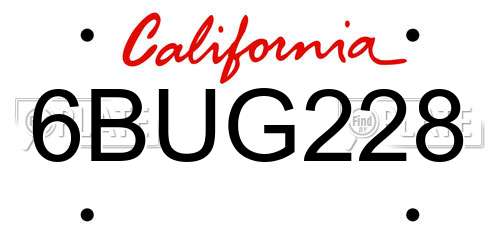 6BUG228 California License Plate
