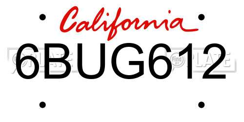 6BUG612 California License Plate