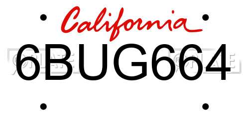 6BUG664 California License Plate