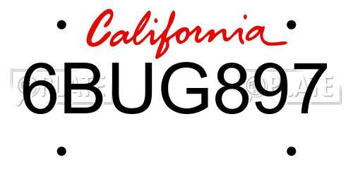 6BUG897 California License Plate