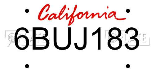 6BUJ183 California License Plate