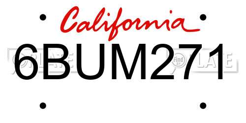 6BUM271 California License Plate