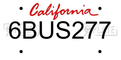 6BUS277 California License Plate