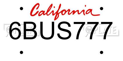 6BUS777 California License Plate