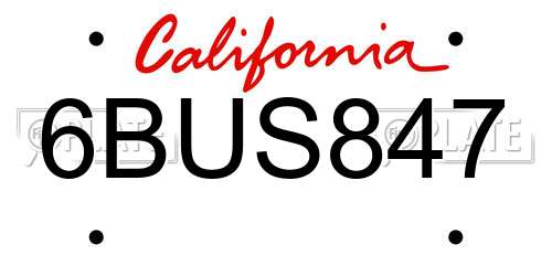 6BUS847 California License Plate