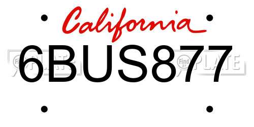 6BUS877 California License Plate
