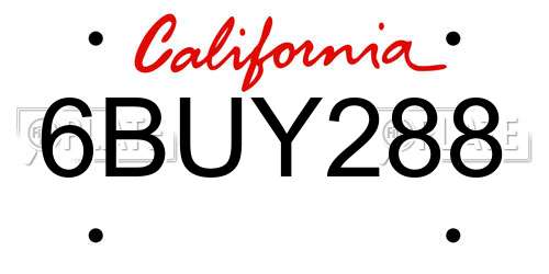 6BUY288 California License Plate