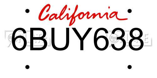 6BUY638 California License Plate