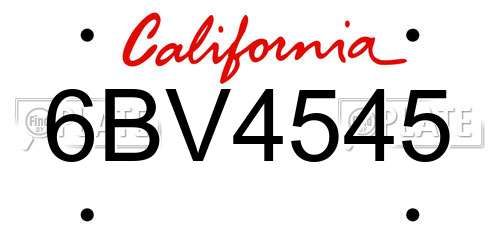 6BV4545 California License Plate