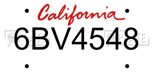 6BV4548 California License Plate