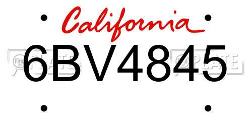 6BV4845 California License Plate