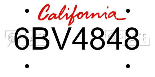 6BV4848 California License Plate