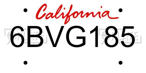 6BVG185 California License Plate