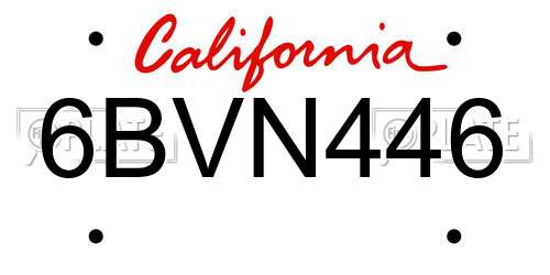 6BVN446 California License Plate