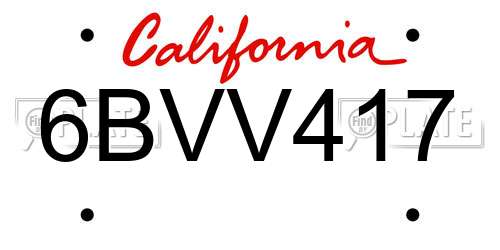 6BVV417 California License Plate