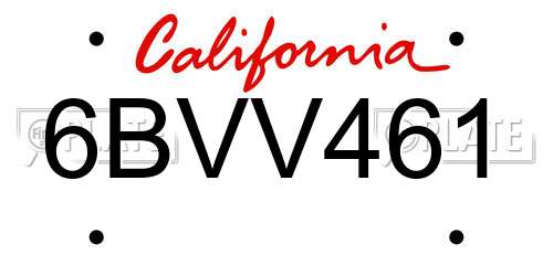 6BVV461 California License Plate