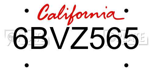 6BVZ565 California License Plate